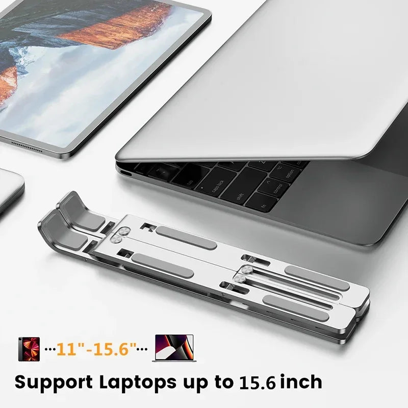 Adjustable Aluminum Laptop Stand - Portable Non-Slip Holder for Notebook Computer - ZOOMNSTORE
