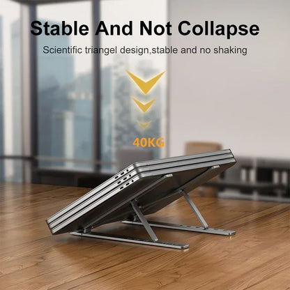 Adjustable Aluminum Laptop Stand - Portable Non-Slip Holder for Notebook Computer - ZOOMNSTORE