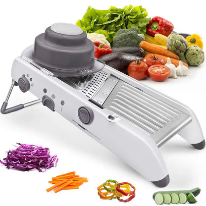 Adjustable Mandoline Slicer - Stainless Steel Vegetable Cutter With Multi Blade Set - ZOOMNSTORE