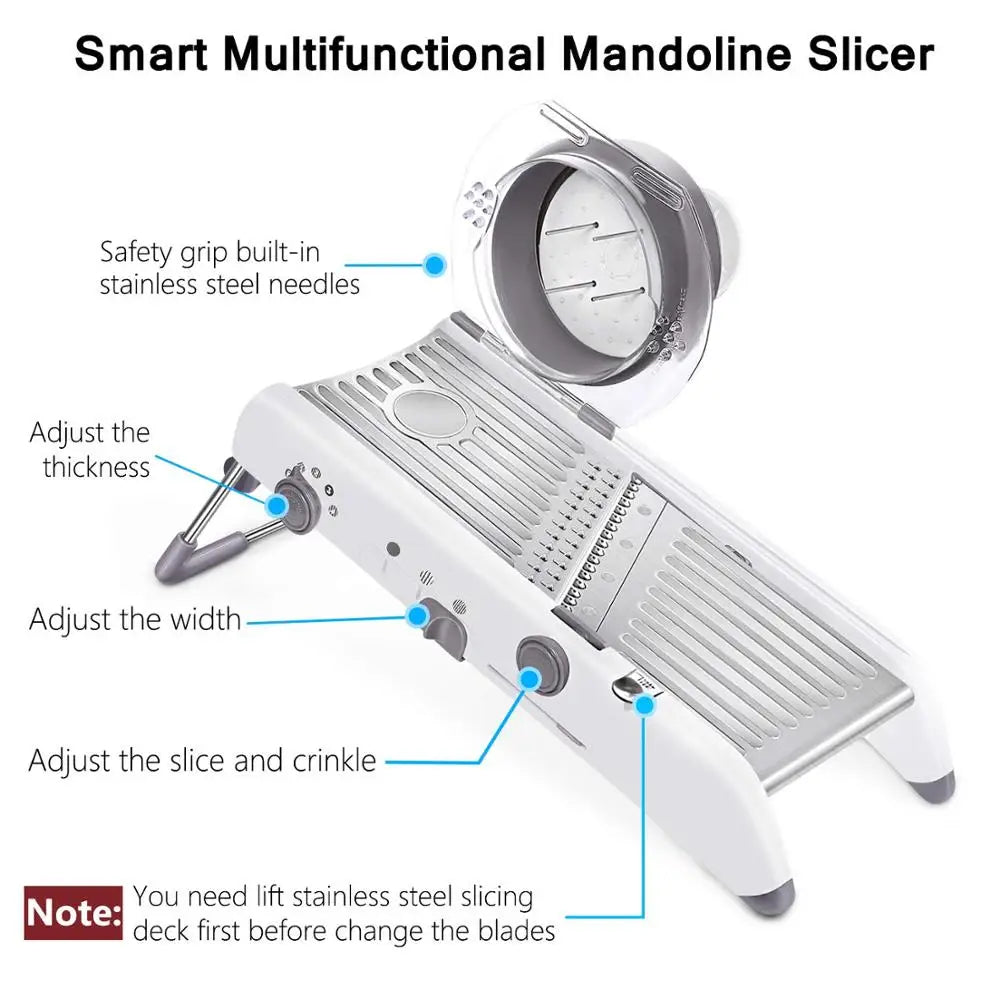 Adjustable Mandoline Slicer - Stainless Steel Vegetable Cutter With Multi Blade Set - ZOOMNSTORE