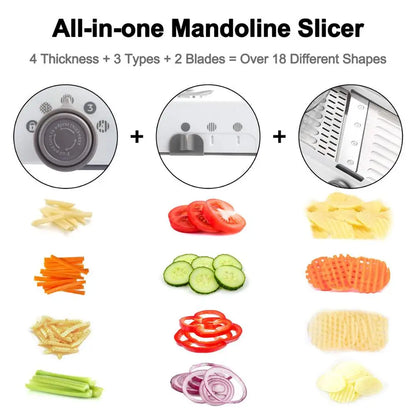 Adjustable Mandoline Slicer - Stainless Steel Vegetable Cutter With Multi Blade Set - ZOOMNSTORE