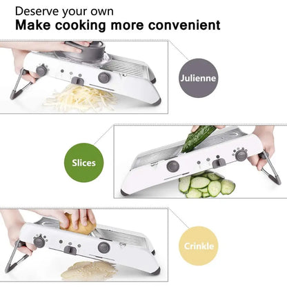 Adjustable Mandoline Slicer - Stainless Steel Vegetable Cutter With Multi Blade Set - ZOOMNSTORE