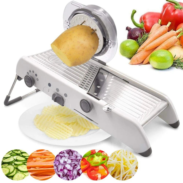 Adjustable Mandoline Slicer - Stainless Steel Vegetable Cutter With Multi Blade Set - ZOOMNSTORE