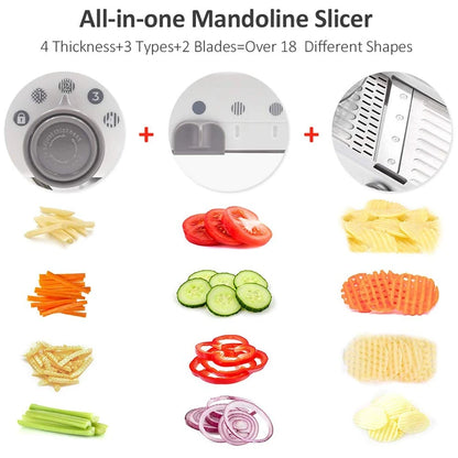Adjustable Mandoline Slicer - Stainless Steel Vegetable Cutter With Multi Blade Set - ZOOMNSTORE