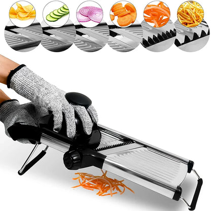 Adjustable Mandoline Slicer - Stainless Steel Vegetable Cutter | Easy Kitchen Chopper - ZOOMNSTORE