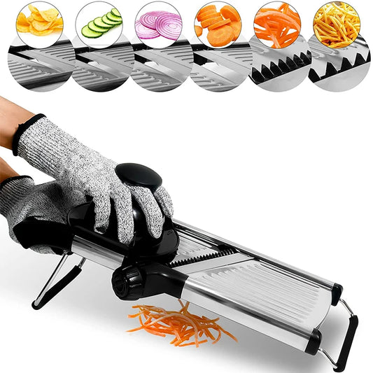 Adjustable Mandoline Slicer - Stainless Steel Vegetable Cutter | Easy Kitchen Chopper - ZOOMNSTORE
