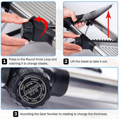 Adjustable Mandoline Slicer - Stainless Steel Vegetable Cutter | Easy Kitchen Chopper - ZOOMNSTORE