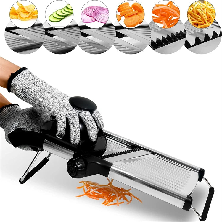 Adjustable Mandoline Slicer - Stainless Steel Vegetable Cutter | Easy Kitchen Chopper - ZOOMNSTORE