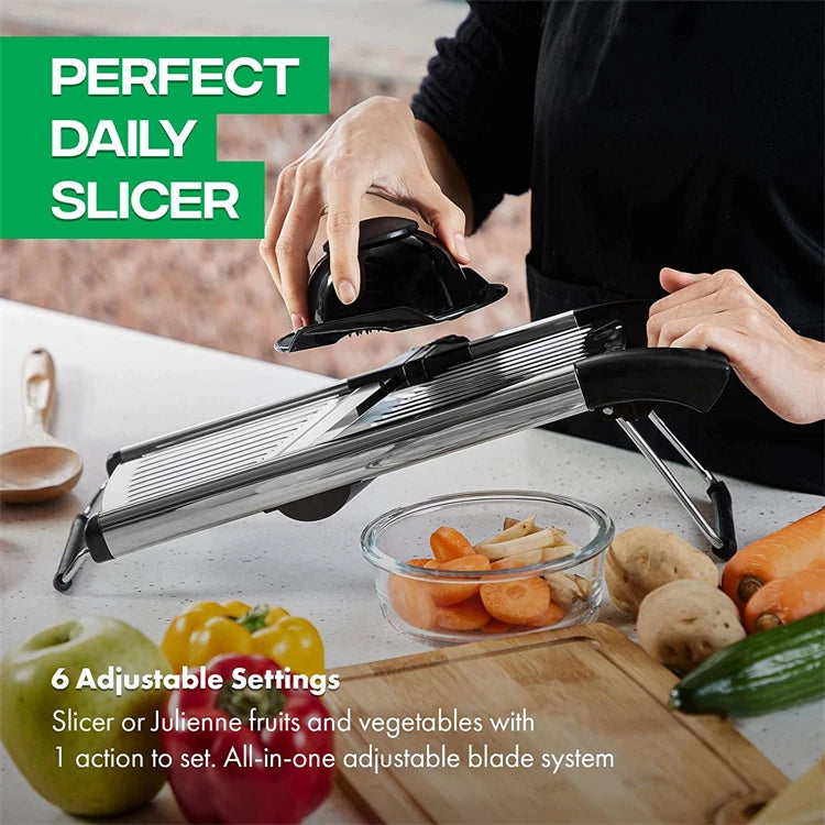 Adjustable Mandoline Slicer - Stainless Steel Vegetable Cutter | Easy Kitchen Chopper - ZOOMNSTORE