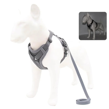 Adjustable No-Pull Dog Harness with 15m Leash - Reflective Breathable Vest for Dogs and Cats - ZOOMNSTORE