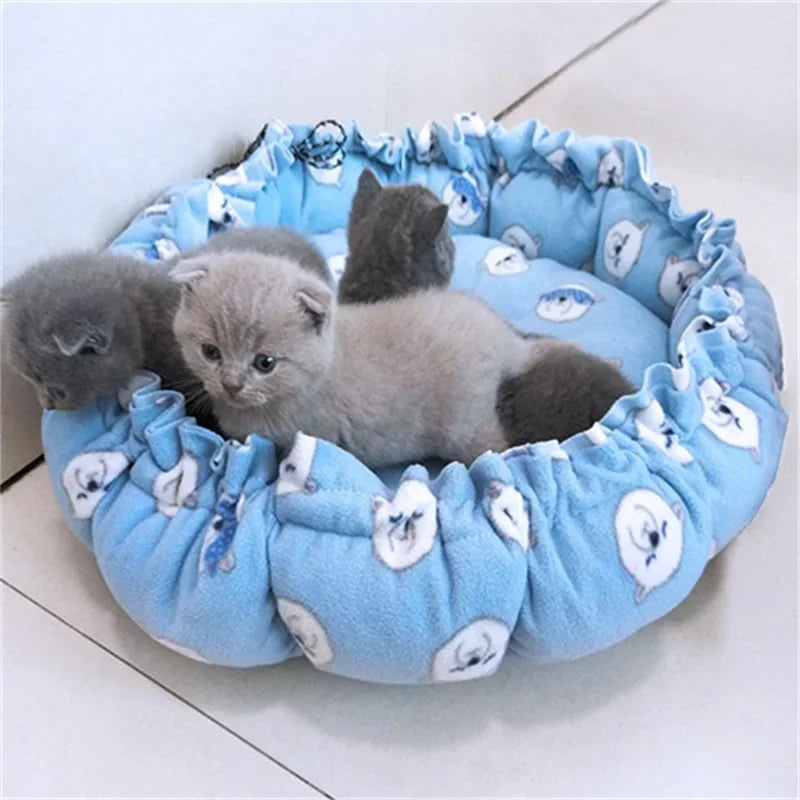Adjustable Pet Bed - Soft Cotton Cushion Dual-Use Warm Nest for Cats & Puppies - ZOOMNSTORE