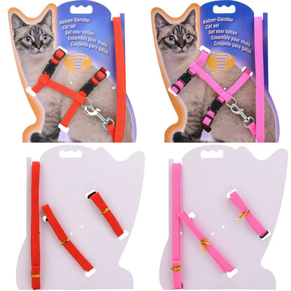 Adjustable Cat Collar and Harness Set - Cozy Nylon Leash for Cats and Kittens - ZOOMNSTORE