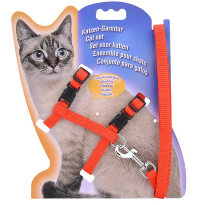 Adjustable Cat Collar and Harness Set - Cozy Nylon Leash for Cats and Kittens - ZOOMNSTORE