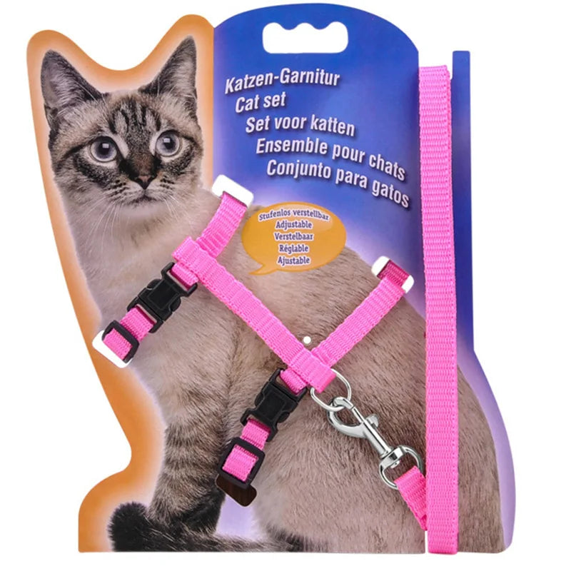 Adjustable Cat Collar and Harness Set - Cozy Nylon Leash for Cats and Kittens - ZOOMNSTORE