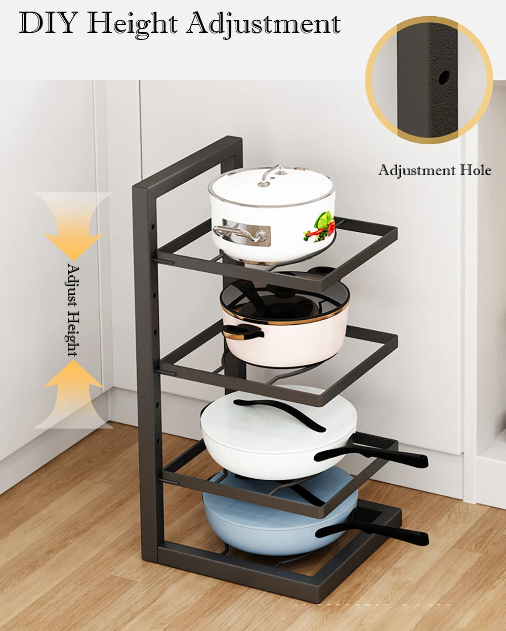 Adjustable Pot Rack – Stainless Steel Multi-Layer Kitchen Organizer for Pots and Pans - ZOOMNSTORE
