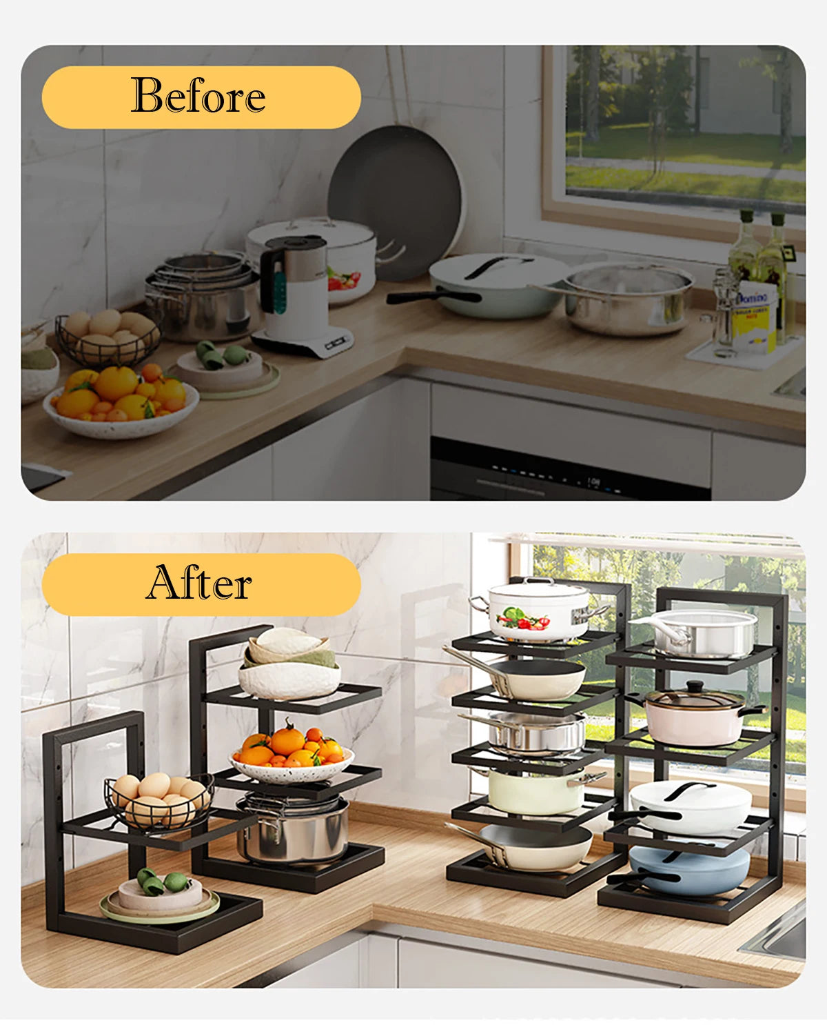 Adjustable Pot Rack – Stainless Steel Multi-Layer Kitchen Organizer for Pots and Pans - ZOOMNSTORE