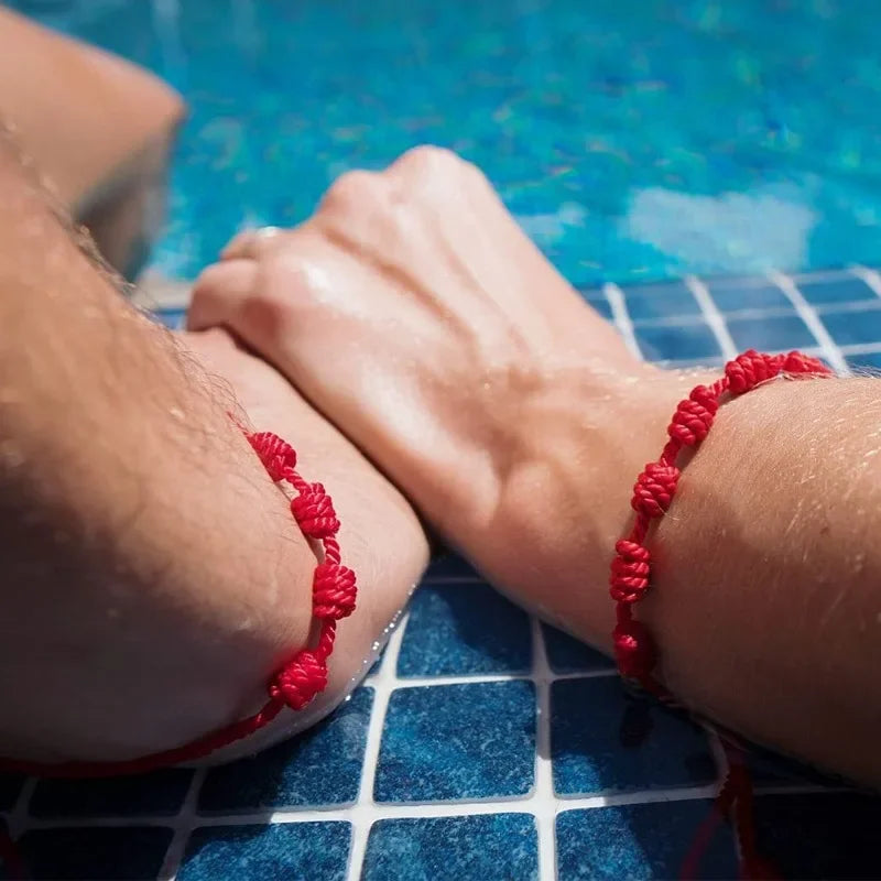 Adjustable Red String Bracelets - Handmade Lucky 7 Knots Amulet Jewelry for Couples  Friends - ZOOMNSTORE