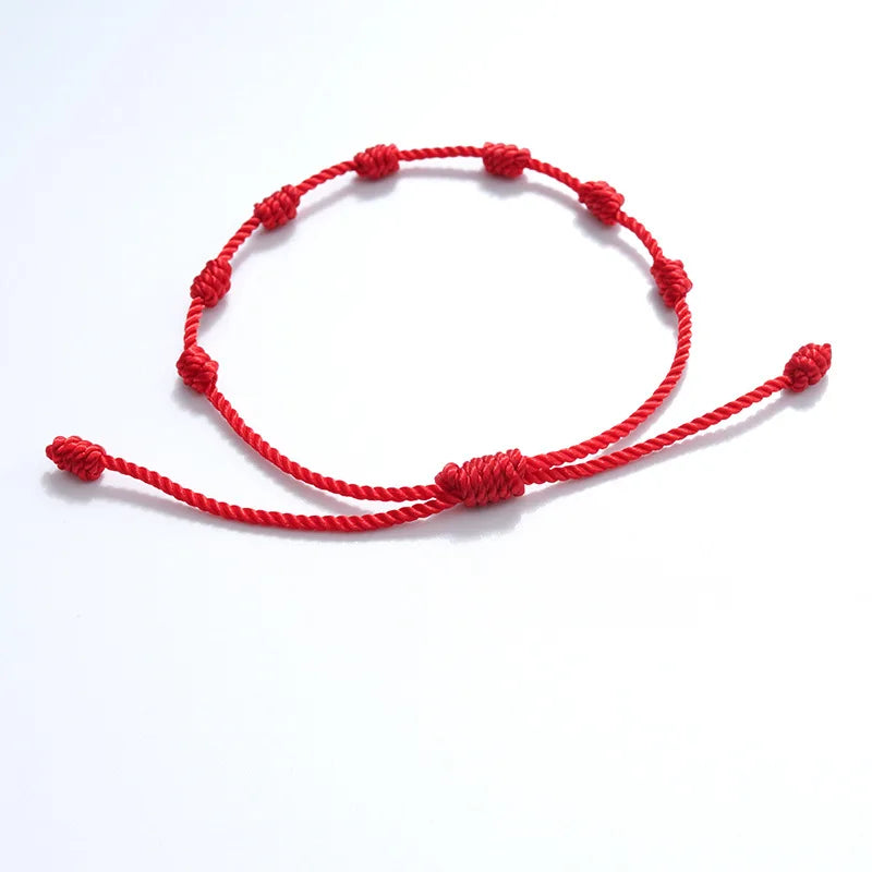Adjustable Red String Bracelets - Handmade Lucky 7 Knots Amulet Jewelry for Couples  Friends - ZOOMNSTORE