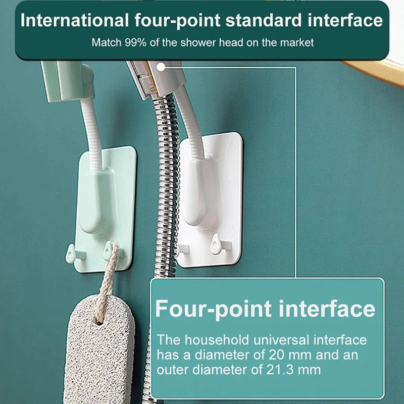 Adjustable 360 Shower Head Holder - Self-Adhesive Wall Mount Bracket with Hooks for Bathroom - ZOOMNSTORE