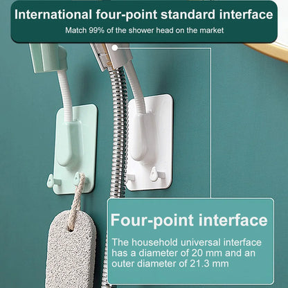 Adjustable 360 Shower Head Holder - Self-Adhesive Wall Mount Bracket with Hooks for Bathroom - ZOOMNSTORE