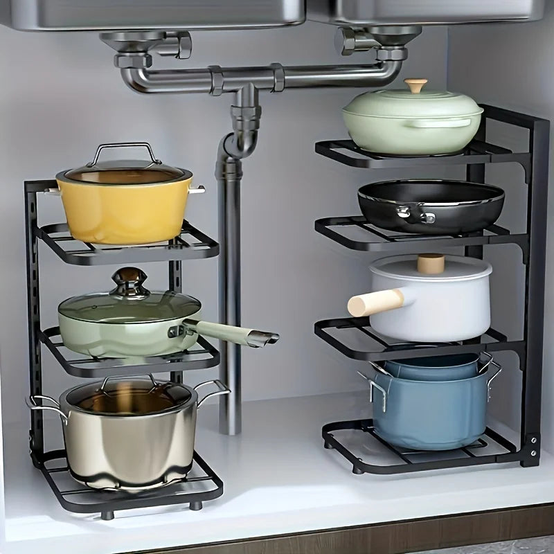 Adjustable Stainless Steel Pot Rack - Multi-Layer Kitchen Organizer - ZOOMNSTORE