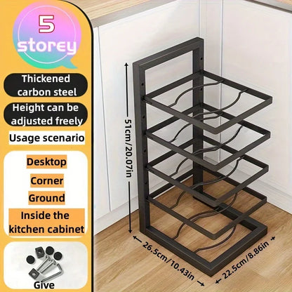 Adjustable Stainless Steel Pot Rack - Multi-Layer Kitchen Organizer - ZOOMNSTORE