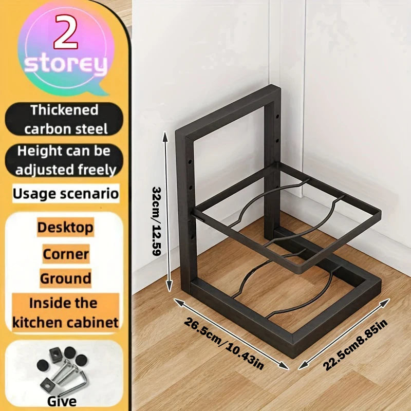 Adjustable Stainless Steel Pot Rack - Multi-Layer Kitchen Organizer - ZOOMNSTORE