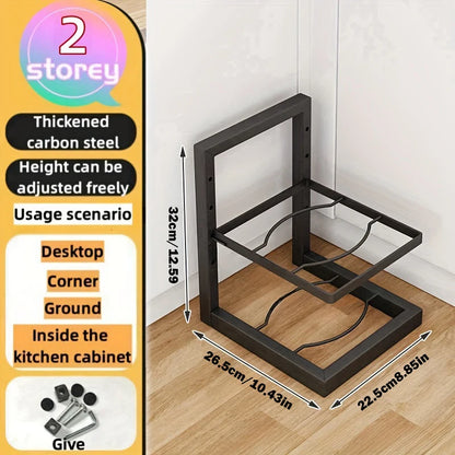 Adjustable Stainless Steel Pot Rack - Multi-Layer Kitchen Organizer - ZOOMNSTORE