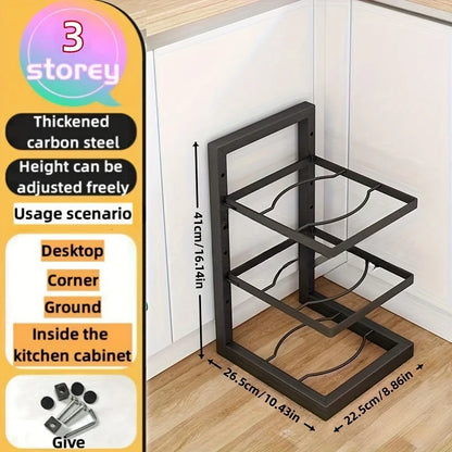 Adjustable Stainless Steel Pot Rack - Multi-Layer Kitchen Organizer - ZOOMNSTORE