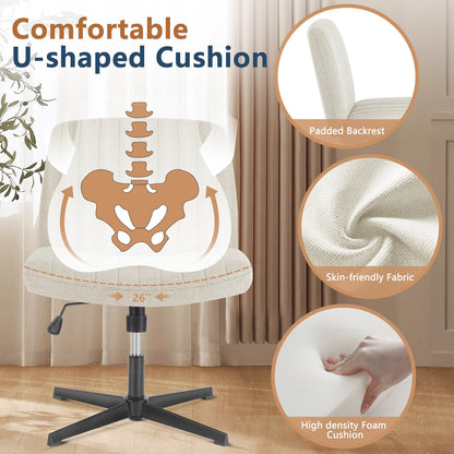Adjustable Swivel Rocking Chair - Armless Fabric Gaming  Office Chair - ZOOMNSTORE