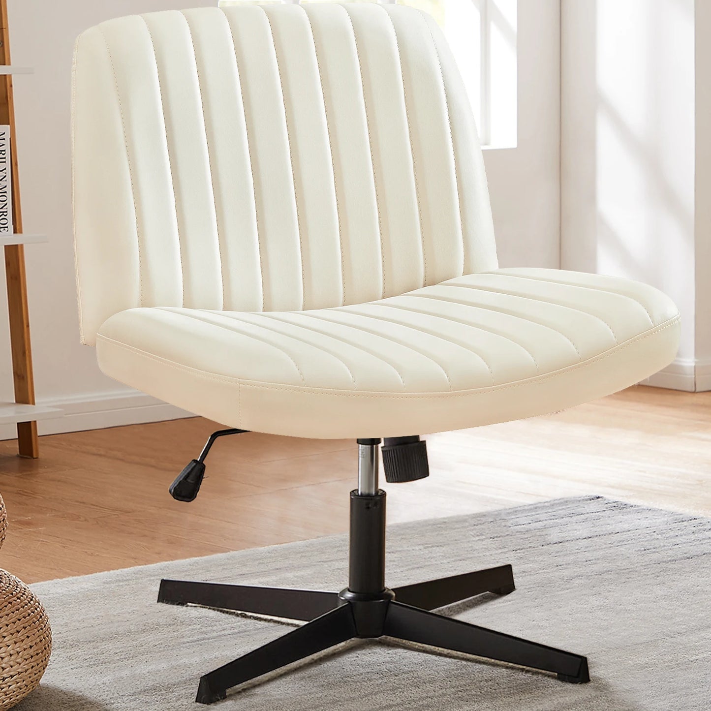 Adjustable Swivel Rocking Chair - Armless Fabric Gaming  Office Chair - ZOOMNSTORE
