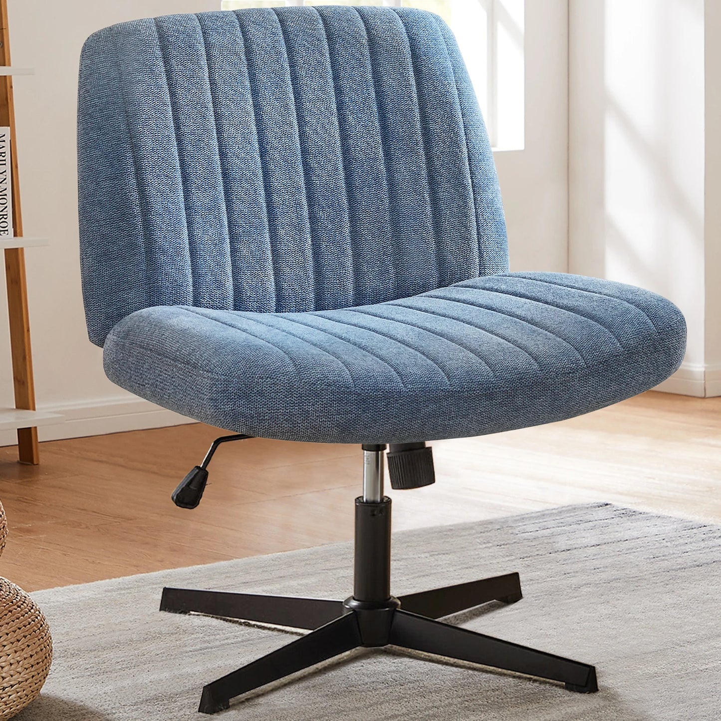 Adjustable Swivel Rocking Chair - Armless Fabric Gaming  Office Chair - ZOOMNSTORE