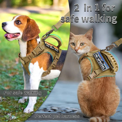 Adjustable Tactical Pet Harness with Leash - Soft Mesh Vest for Large Cats and Dogs - ZOOMNSTORE