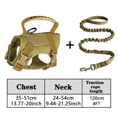 Adjustable Tactical Pet Harness with Leash - Soft Mesh Vest for Large Cats and Dogs - ZOOMNSTORE