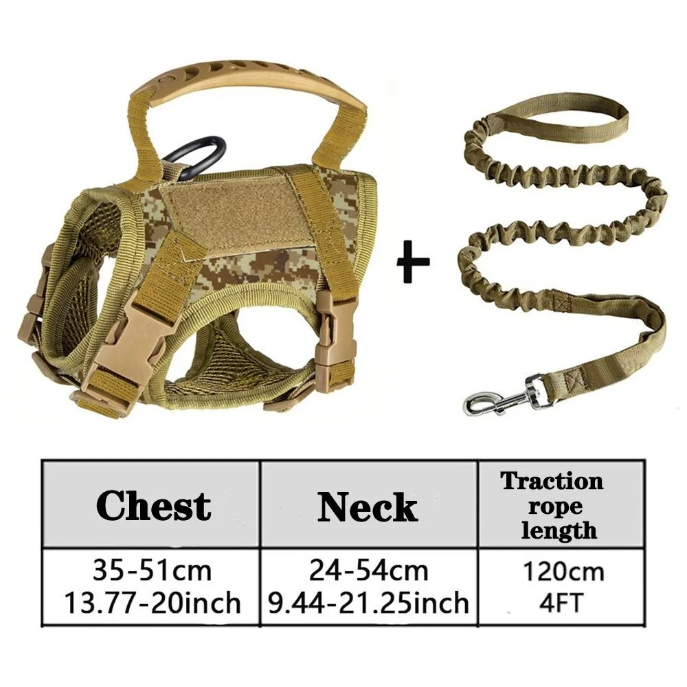Adjustable Tactical Pet Harness with Leash - Soft Mesh Vest for Large Cats and Dogs - ZOOMNSTORE