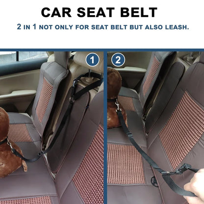 Adjustable Two-in-One Pet Car Seat Belt  Leash - Nylon Dog Safety Harness - ZOOMNSTORE