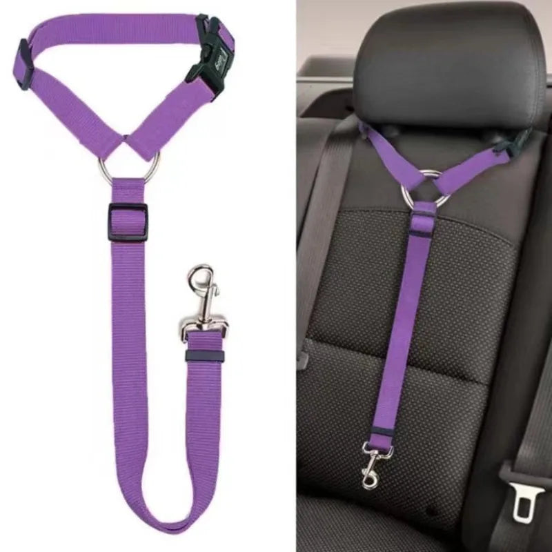 Adjustable Two-in-One Pet Car Seat Belt and Leash - Nylon Safety Harness for Dogs - ZOOMNSTORE