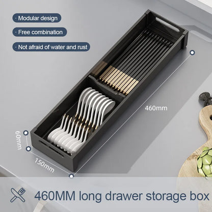 Kitchen Adjustable Dish Rack Under Cabinet Drawer Spoon Chopstick Storage Holder Retractable Spacing Drying Disc Shelf Organizer - ZOOMNSTORE
