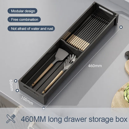 Kitchen Adjustable Dish Rack Under Cabinet Drawer Spoon Chopstick Storage Holder Retractable Spacing Drying Disc Shelf Organizer - ZOOMNSTORE