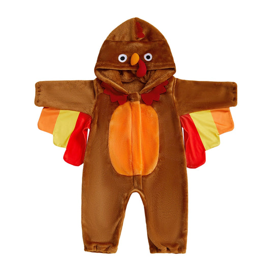 Adorable Infant Turkey Outfit with Soft Hooded  for Baby Boys and Girls - Cute Thanksgiving Costume for Toddlers - ZOOMNSTORE