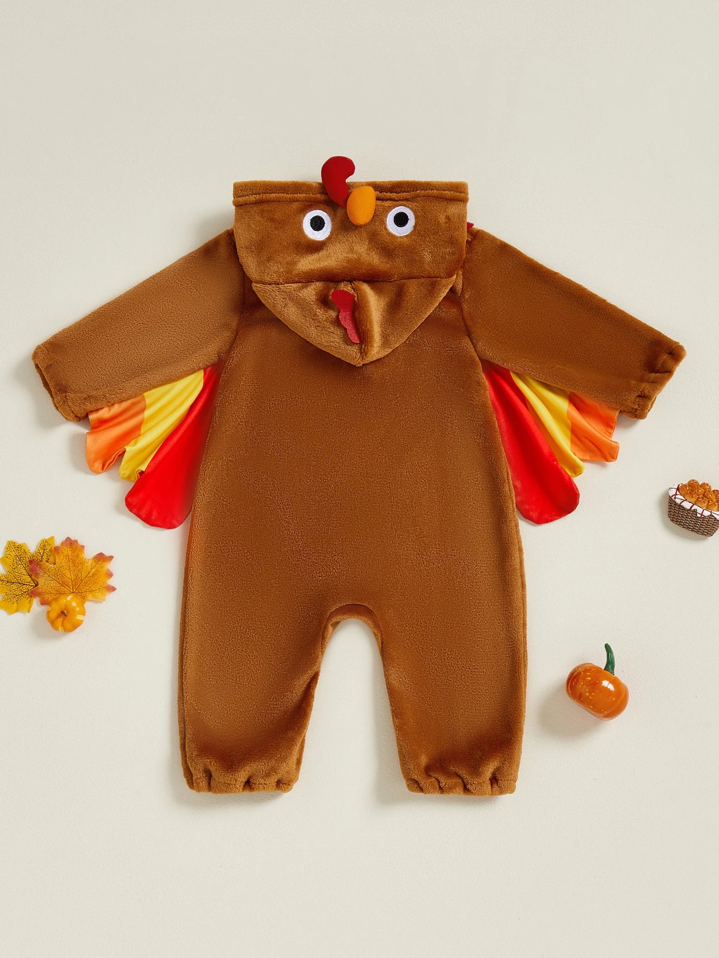 Adorable Infant Turkey Outfit with Soft Hooded  for Baby Boys and Girls - Cute Thanksgiving Costume for Toddlers - ZOOMNSTORE