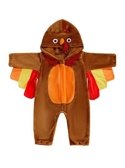 Adorable Infant Turkey Outfit with Soft Hooded  for Baby Boys and Girls - Cute Thanksgiving Costume for Toddlers - ZOOMNSTORE