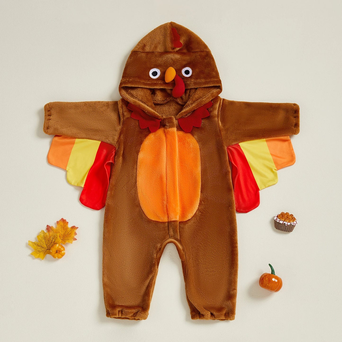 Adorable Infant Turkey Outfit with Soft Hooded  for Baby Boys and Girls - Cute Thanksgiving Costume for Toddlers - ZOOMNSTORE