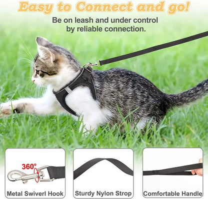 Cat Harness and Leash for Walking, Escape Proof Soft Adjustable Vest Harnesses for Cats, EasyControl