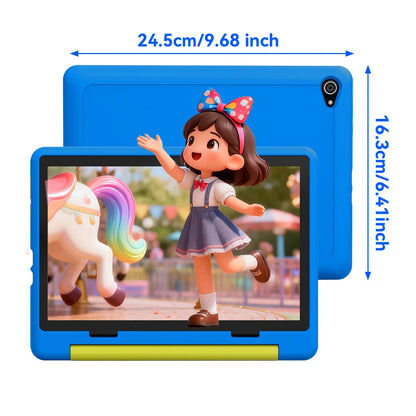 BUFO Kids Tablet 10.1 Inch Five Core Processor 24GB(3+21) RAM 64GB ROM Android 16 IPS HD Display 6000mAh Battery Parental Control Dual Camera TF 1TB Expand WiFi Children Learning Gaming Tablet Only Tablet