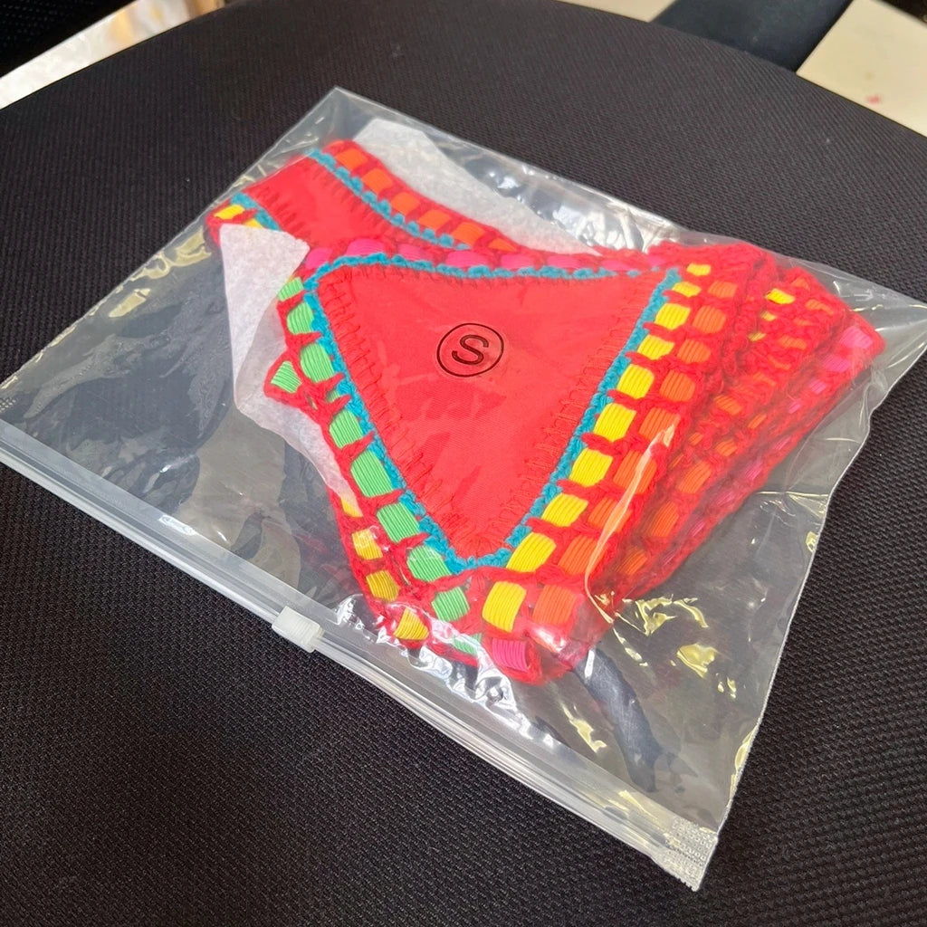 Handmade Crochet Bikini - Women's Two Piece Swimwear, Elastic Triangle Top & Low-Rise Bottoms
