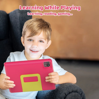 KT1007 Kids Tablet With Shockproof Protective Case 10.1 Inch Quad Core 6GB(2+4) RAM 64GB ROM Android 13 GO 5000mAh Battery Parental Control Max 128GB Expand Pink Blue Children Educational Learning Tablet