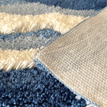 Aesthetic Wave Tufted Rug - Antislip Bathroom Carpet Ocean Sea Design for Living Room  Bedroom - ZOOMNSTORE