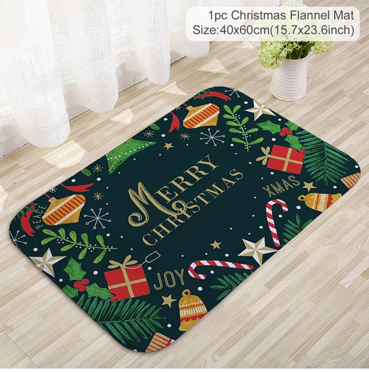 Christmas Door Mat - Santa Claus Outdoor Holiday Carpet | Non Slip Rug, Festive Welcome Mat