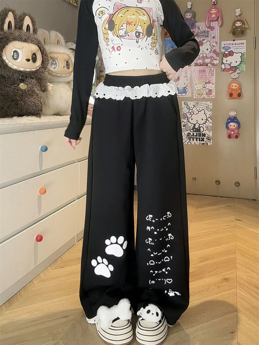 Black Cargo Plaid Pants Women Casual Punk Pants Gothic Pencil Harajuku Cool Trousers Fashion Hip Hop Loose Girl Pants Femme